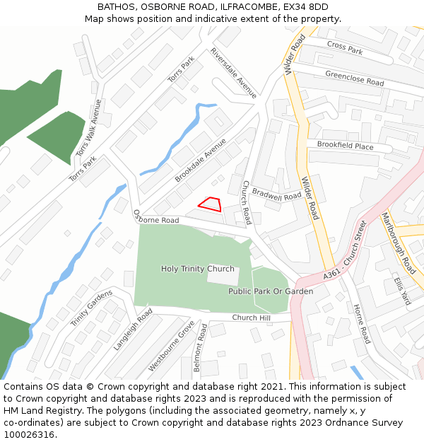 BATHOS, OSBORNE ROAD, ILFRACOMBE, EX34 8DD: Location map and indicative extent of plot
