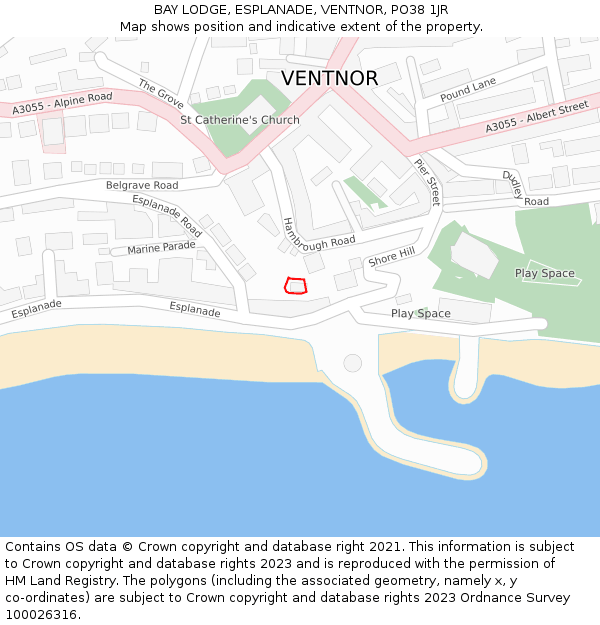 BAY LODGE, ESPLANADE, VENTNOR, PO38 1JR: Location map and indicative extent of plot