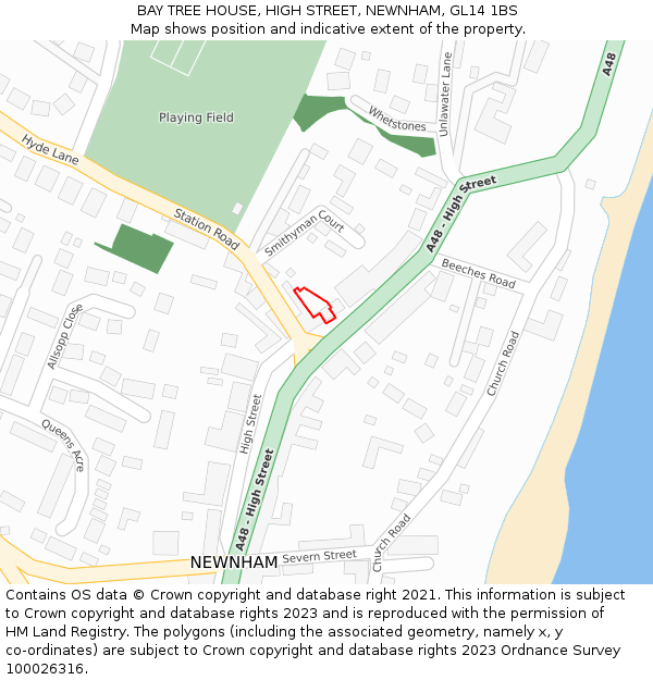 BAY TREE HOUSE, HIGH STREET, NEWNHAM, GL14 1BS: Location map and indicative extent of plot