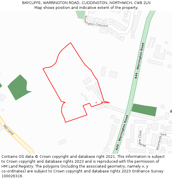 BAYCLIFFE, WARRINGTON ROAD, CUDDINGTON, NORTHWICH, CW8 2LN: Location map and indicative extent of plot