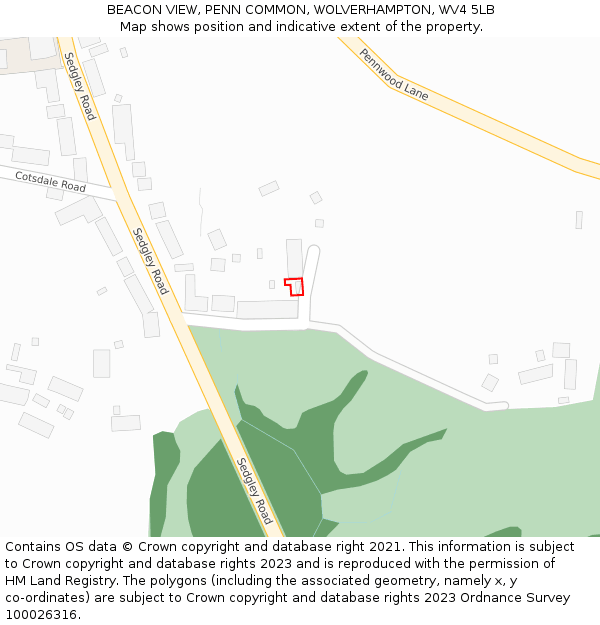 BEACON VIEW, PENN COMMON, WOLVERHAMPTON, WV4 5LB: Location map and indicative extent of plot