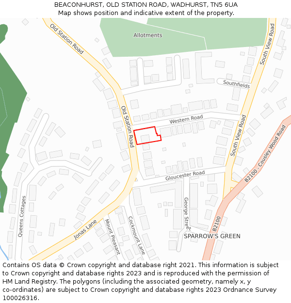 BEACONHURST, OLD STATION ROAD, WADHURST, TN5 6UA: Location map and indicative extent of plot
