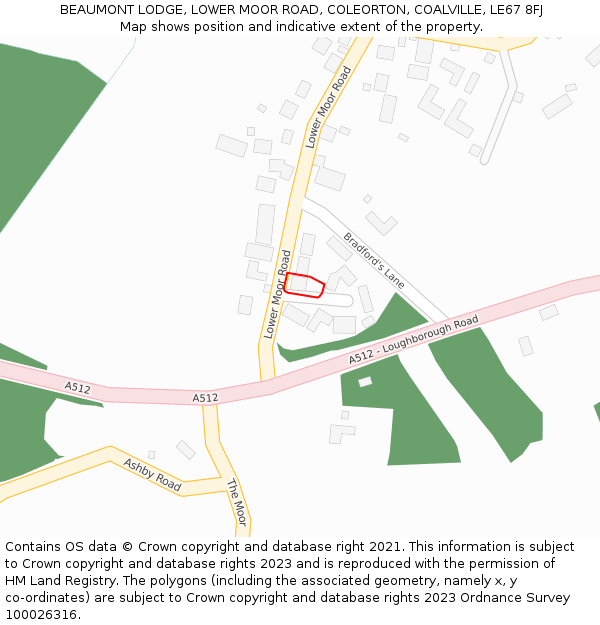 BEAUMONT LODGE, LOWER MOOR ROAD, COLEORTON, COALVILLE, LE67 8FJ: Location map and indicative extent of plot