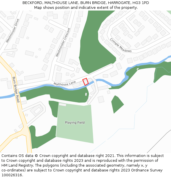 BECKFORD, MALTHOUSE LANE, BURN BRIDGE, HARROGATE, HG3 1PD: Location map and indicative extent of plot