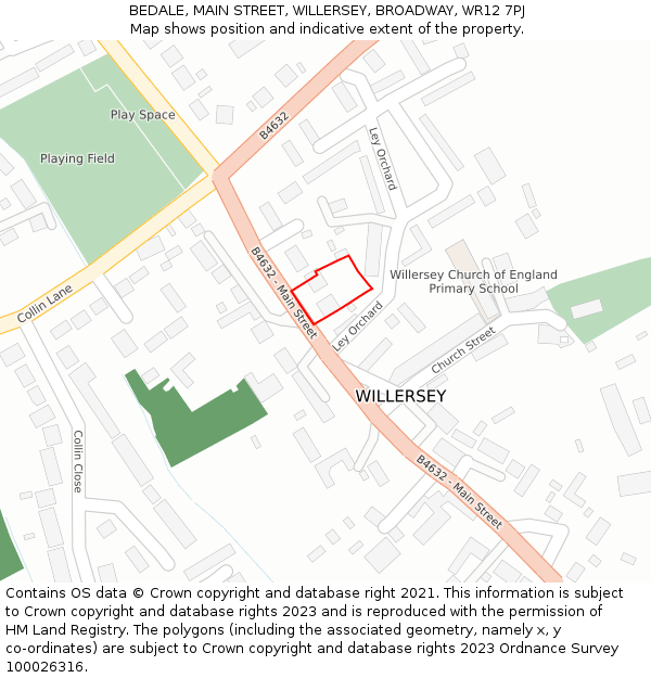 BEDALE, MAIN STREET, WILLERSEY, BROADWAY, WR12 7PJ: Location map and indicative extent of plot