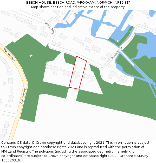BEECH HOUSE, BEECH ROAD, WROXHAM, NORWICH, NR12 8TP: Location map and indicative extent of plot