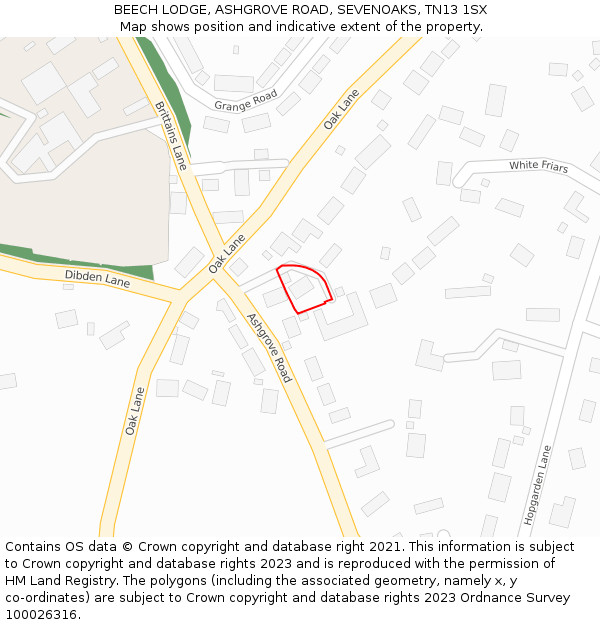 BEECH LODGE, ASHGROVE ROAD, SEVENOAKS, TN13 1SX: Location map and indicative extent of plot
