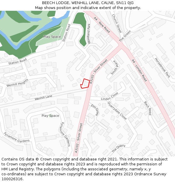 BEECH LODGE, WENHILL LANE, CALNE, SN11 0JG: Location map and indicative extent of plot