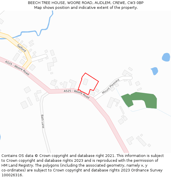 BEECH TREE HOUSE, WOORE ROAD, AUDLEM, CREWE, CW3 0BP: Location map and indicative extent of plot