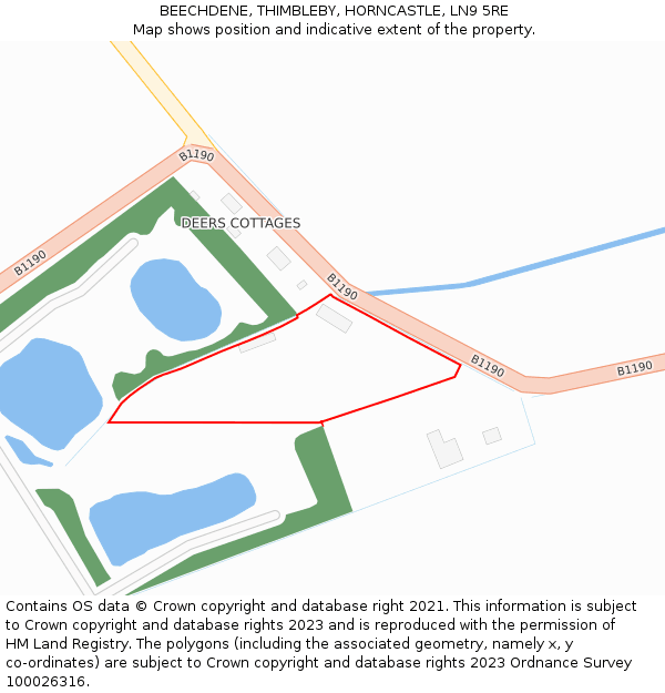 BEECHDENE, THIMBLEBY, HORNCASTLE, LN9 5RE: Location map and indicative extent of plot