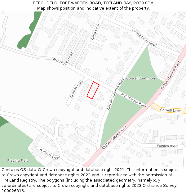BEECHFIELD, FORT WARDEN ROAD, TOTLAND BAY, PO39 0DA: Location map and indicative extent of plot