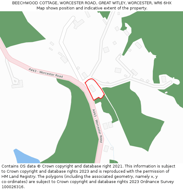 BEECHWOOD COTTAGE, WORCESTER ROAD, GREAT WITLEY, WORCESTER, WR6 6HX: Location map and indicative extent of plot