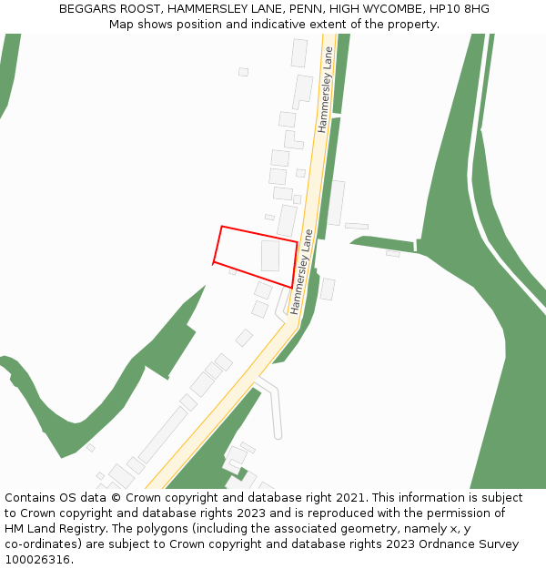 BEGGARS ROOST, HAMMERSLEY LANE, PENN, HIGH WYCOMBE, HP10 8HG: Location map and indicative extent of plot