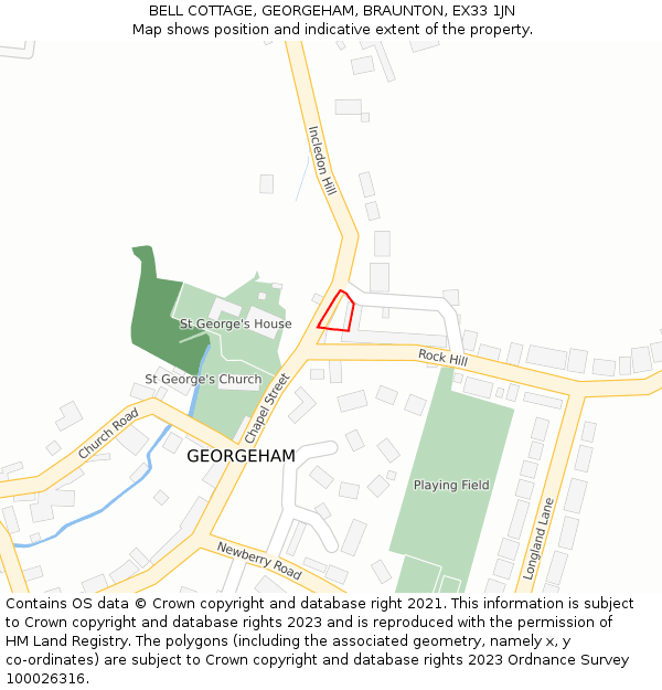 BELL COTTAGE, GEORGEHAM, BRAUNTON, EX33 1JN: Location map and indicative extent of plot