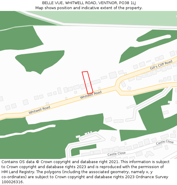 BELLE VUE, WHITWELL ROAD, VENTNOR, PO38 1LJ: Location map and indicative extent of plot