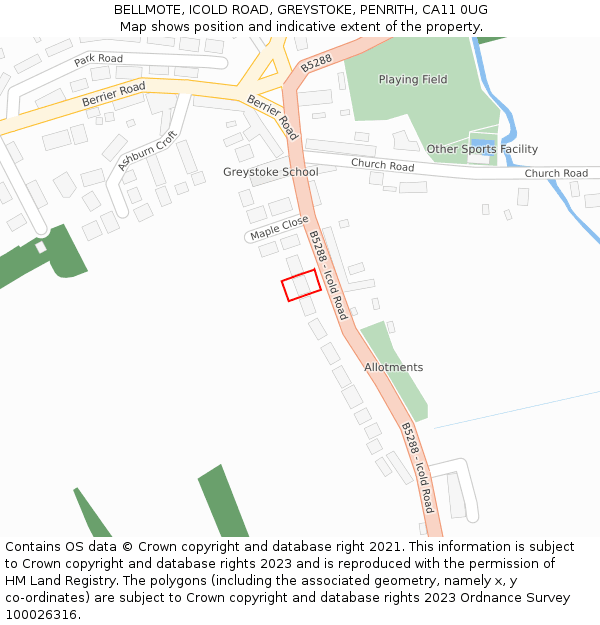 BELLMOTE, ICOLD ROAD, GREYSTOKE, PENRITH, CA11 0UG: Location map and indicative extent of plot