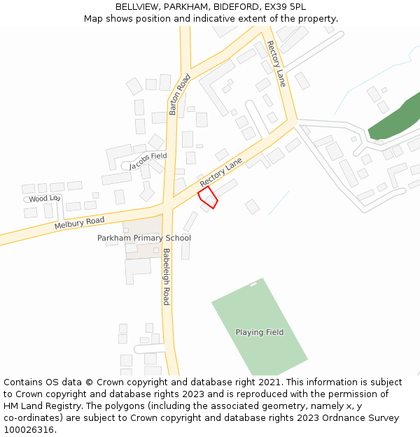 BELLVIEW, PARKHAM, BIDEFORD, EX39 5PL: Location map and indicative extent of plot