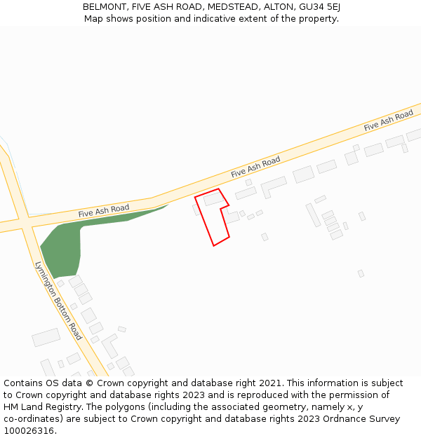 BELMONT, FIVE ASH ROAD, MEDSTEAD, ALTON, GU34 5EJ: Location map and indicative extent of plot