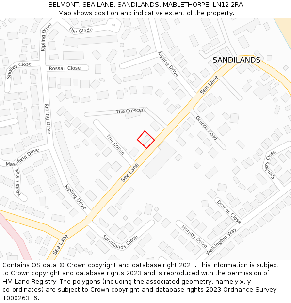 BELMONT, SEA LANE, SANDILANDS, MABLETHORPE, LN12 2RA: Location map and indicative extent of plot