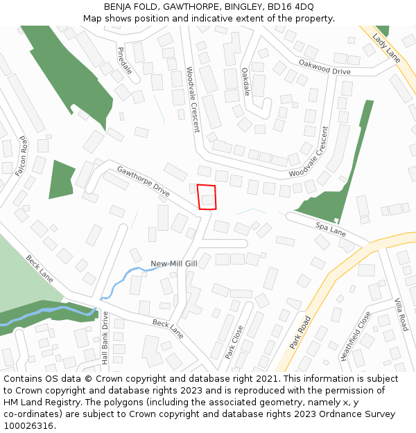 BENJA FOLD, GAWTHORPE, BINGLEY, BD16 4DQ: Location map and indicative extent of plot