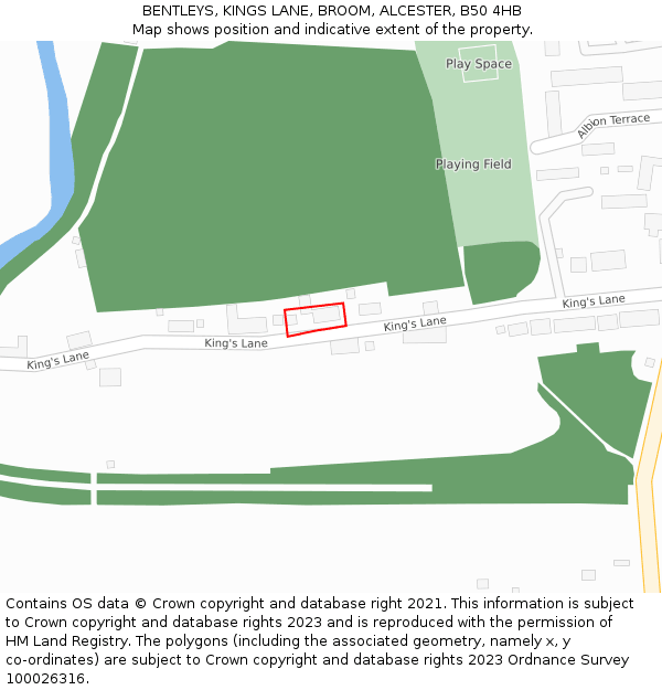 BENTLEYS, KINGS LANE, BROOM, ALCESTER, B50 4HB: Location map and indicative extent of plot