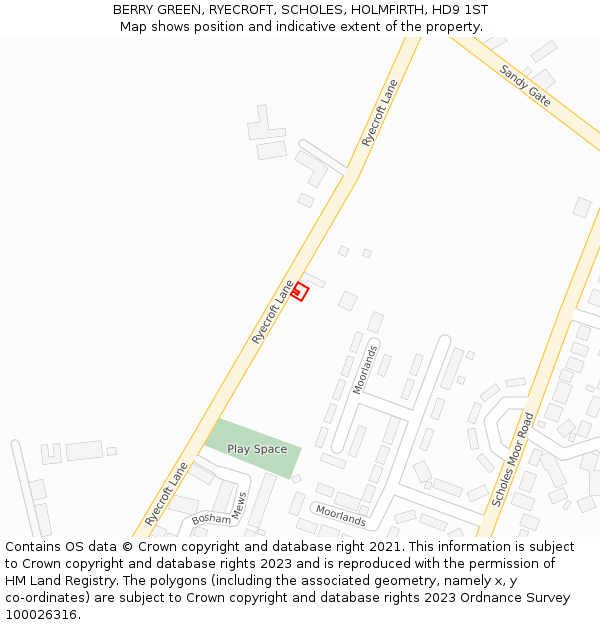BERRY GREEN, RYECROFT, SCHOLES, HOLMFIRTH, HD9 1ST: Location map and indicative extent of plot