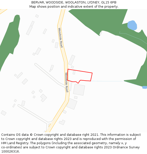 BERVAR, WOODSIDE, WOOLASTON, LYDNEY, GL15 6PB: Location map and indicative extent of plot