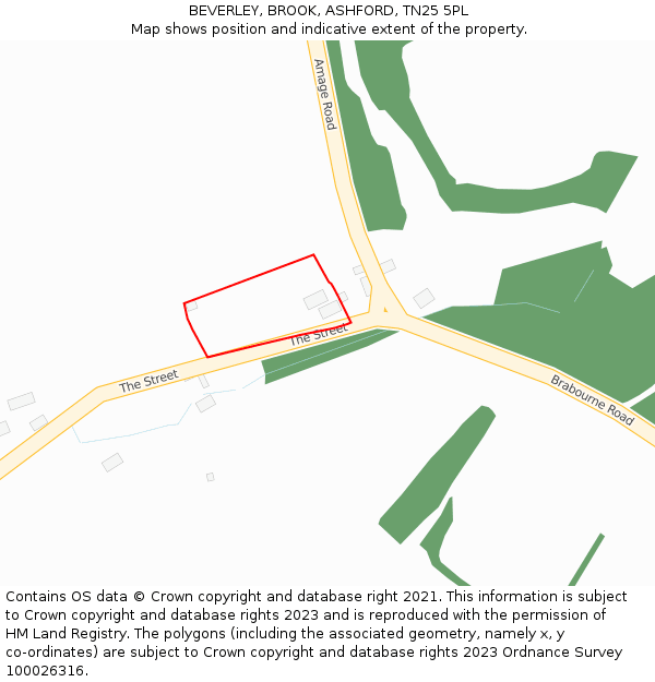 BEVERLEY, BROOK, ASHFORD, TN25 5PL: Location map and indicative extent of plot