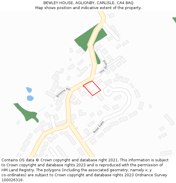 BEWLEY HOUSE, AGLIONBY, CARLISLE, CA4 8AQ: Location map and indicative extent of plot
