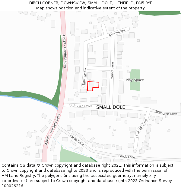 BIRCH CORNER, DOWNSVIEW, SMALL DOLE, HENFIELD, BN5 9YB: Location map and indicative extent of plot