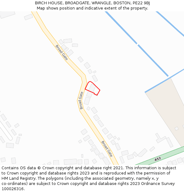 BIRCH HOUSE, BROADGATE, WRANGLE, BOSTON, PE22 9BJ: Location map and indicative extent of plot