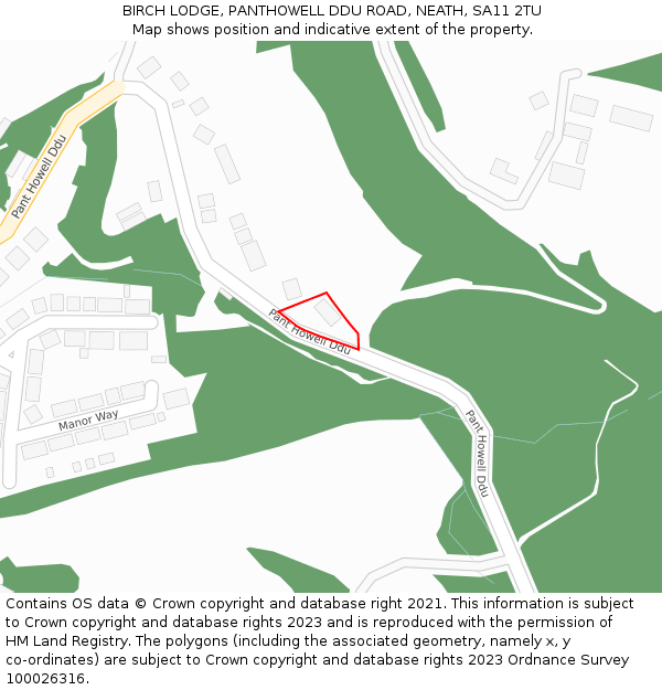 BIRCH LODGE, PANTHOWELL DDU ROAD, NEATH, SA11 2TU: Location map and indicative extent of plot