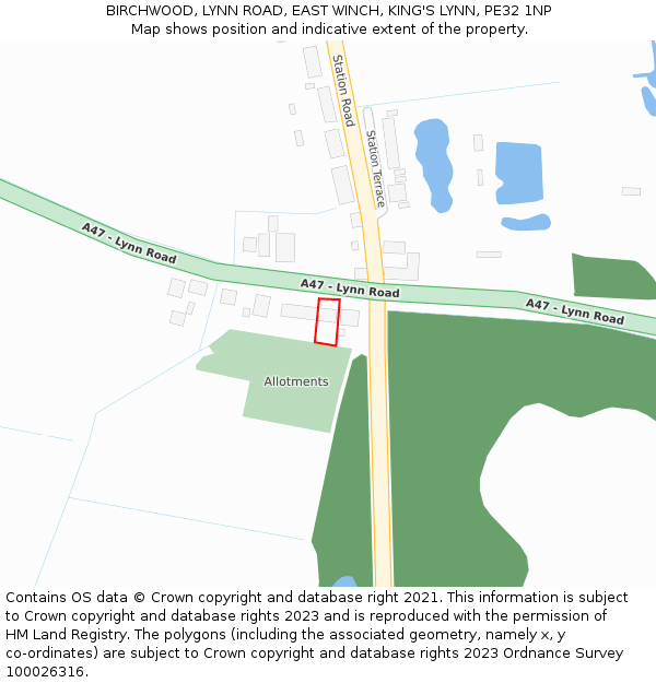 BIRCHWOOD, LYNN ROAD, EAST WINCH, KING'S LYNN, PE32 1NP: Location map and indicative extent of plot