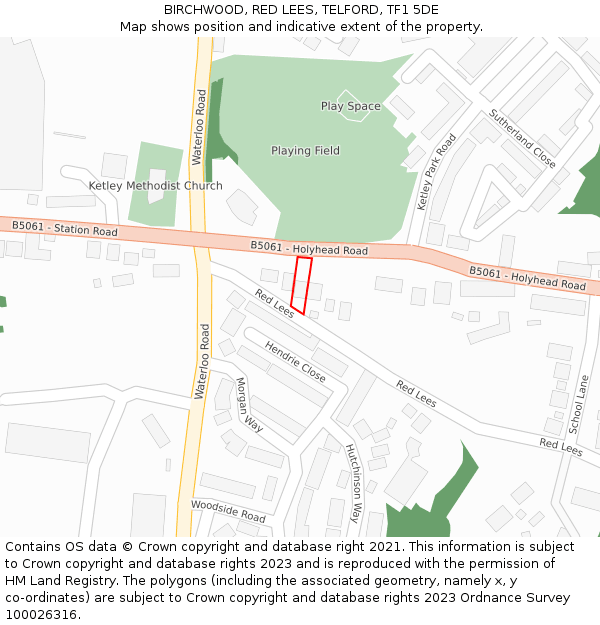 BIRCHWOOD, RED LEES, TELFORD, TF1 5DE: Location map and indicative extent of plot