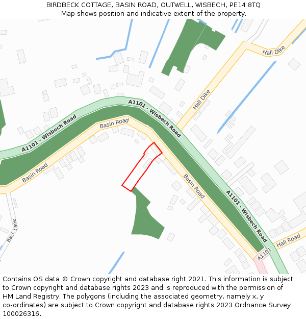 BIRDBECK COTTAGE, BASIN ROAD, OUTWELL, WISBECH, PE14 8TQ: Location map and indicative extent of plot
