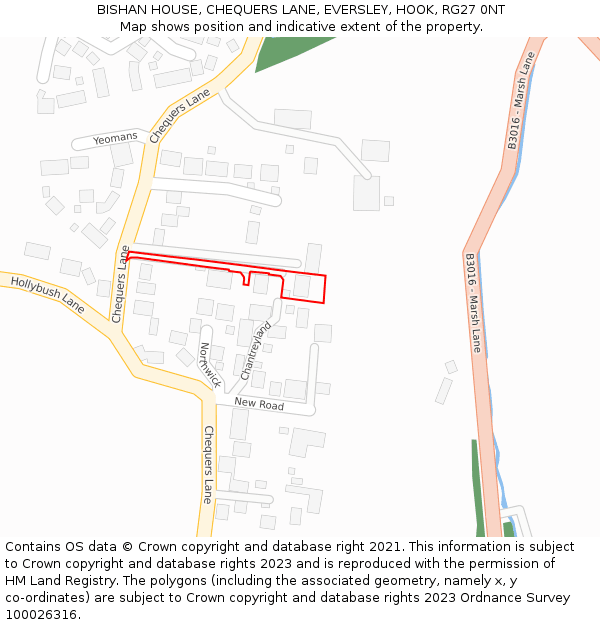 BISHAN HOUSE, CHEQUERS LANE, EVERSLEY, HOOK, RG27 0NT: Location map and indicative extent of plot