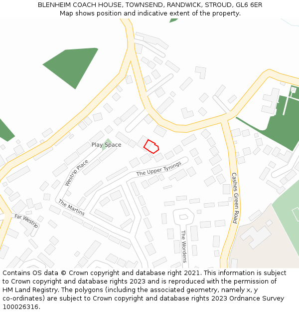 BLENHEIM COACH HOUSE, TOWNSEND, RANDWICK, STROUD, GL6 6ER: Location map and indicative extent of plot