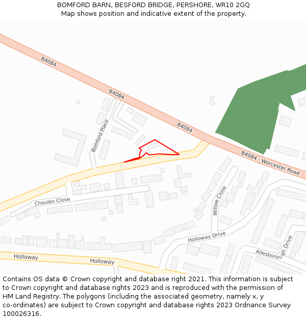 BOMFORD BARN, BESFORD BRIDGE, PERSHORE, WR10 2GQ: Location map and indicative extent of plot