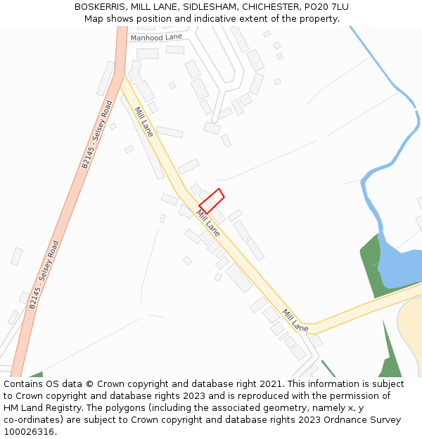 BOSKERRIS, MILL LANE, SIDLESHAM, CHICHESTER, PO20 7LU: Location map and indicative extent of plot