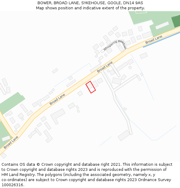 BOWER, BROAD LANE, SYKEHOUSE, GOOLE, DN14 9AS: Location map and indicative extent of plot