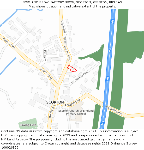 BOWLAND BROW, FACTORY BROW, SCORTON, PRESTON, PR3 1AS: Location map and indicative extent of plot