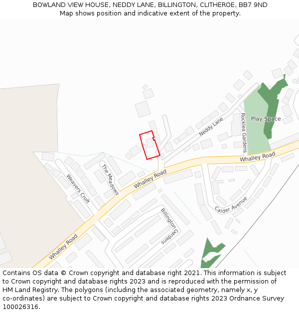 BOWLAND VIEW HOUSE, NEDDY LANE, BILLINGTON, CLITHEROE, BB7 9ND: Location map and indicative extent of plot