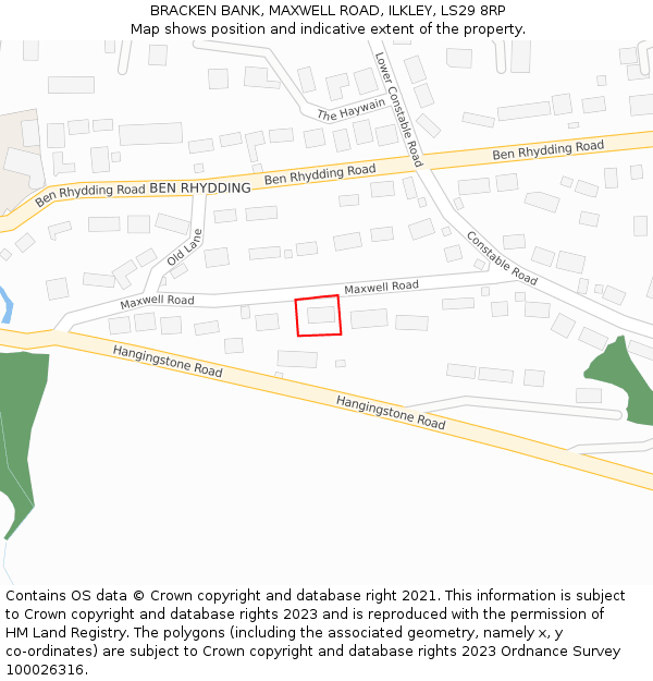 BRACKEN BANK, MAXWELL ROAD, ILKLEY, LS29 8RP: Location map and indicative extent of plot