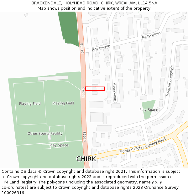 BRACKENDALE, HOLYHEAD ROAD, CHIRK, WREXHAM, LL14 5NA: Location map and indicative extent of plot