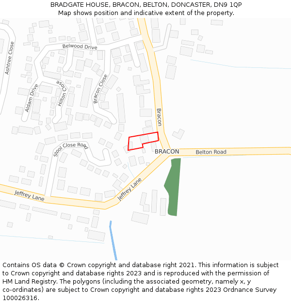 BRADGATE HOUSE, BRACON, BELTON, DONCASTER, DN9 1QP: Location map and indicative extent of plot
