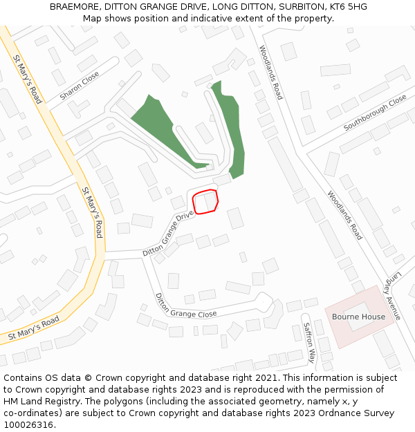 BRAEMORE, DITTON GRANGE DRIVE, LONG DITTON, SURBITON, KT6 5HG: Location map and indicative extent of plot