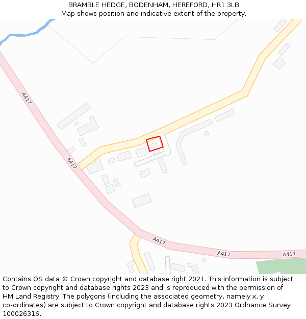 BRAMBLE HEDGE, BODENHAM, HEREFORD, HR1 3LB: Location map and indicative extent of plot