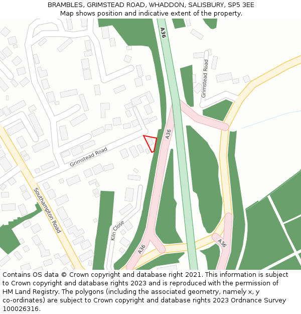 BRAMBLES, GRIMSTEAD ROAD, WHADDON, SALISBURY, SP5 3EE: Location map and indicative extent of plot