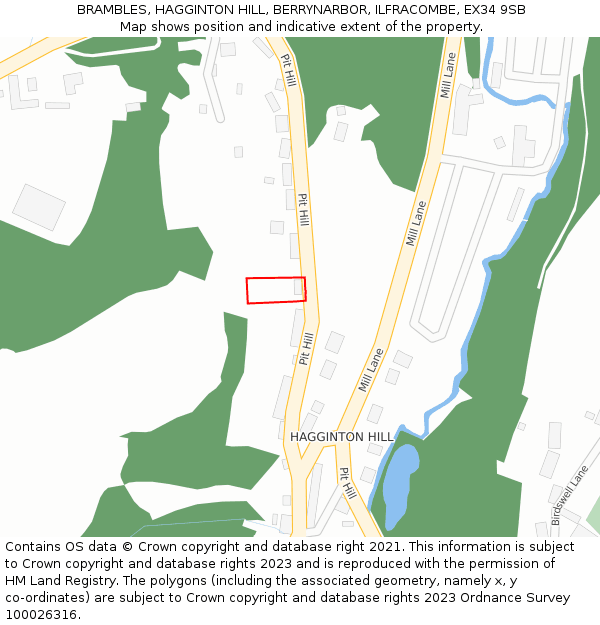 BRAMBLES, HAGGINTON HILL, BERRYNARBOR, ILFRACOMBE, EX34 9SB: Location map and indicative extent of plot