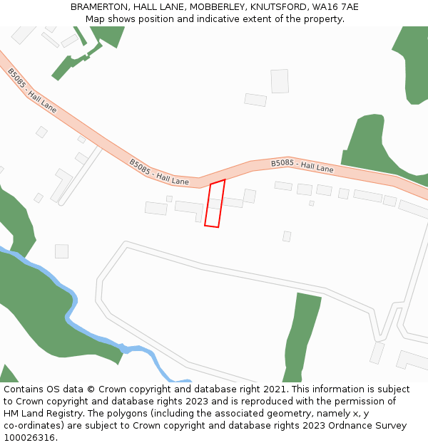 BRAMERTON, HALL LANE, MOBBERLEY, KNUTSFORD, WA16 7AE: Location map and indicative extent of plot